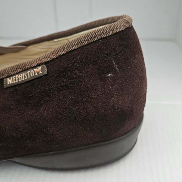 Mephisto Bayka Leather Flats Womens 9.5 Brown Elastic Strap Mary Jane Ballet - Picture 6 of 8